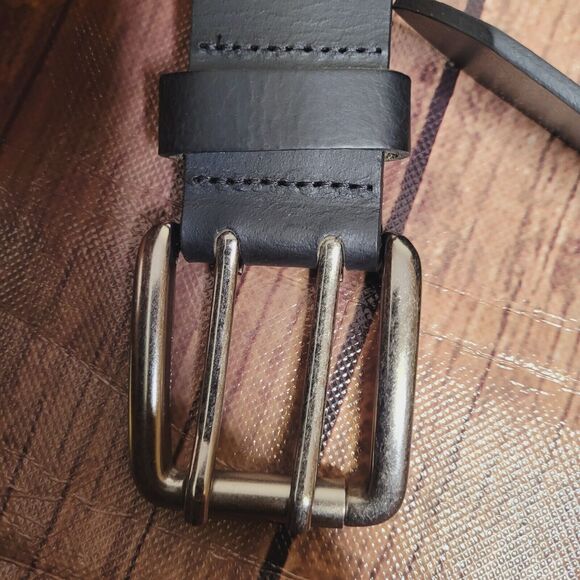 The Belt Shoppe Belt Mens 42 Black Full Grain Buffalo Leather 1.5" Double Prong - Picture 3 of 7